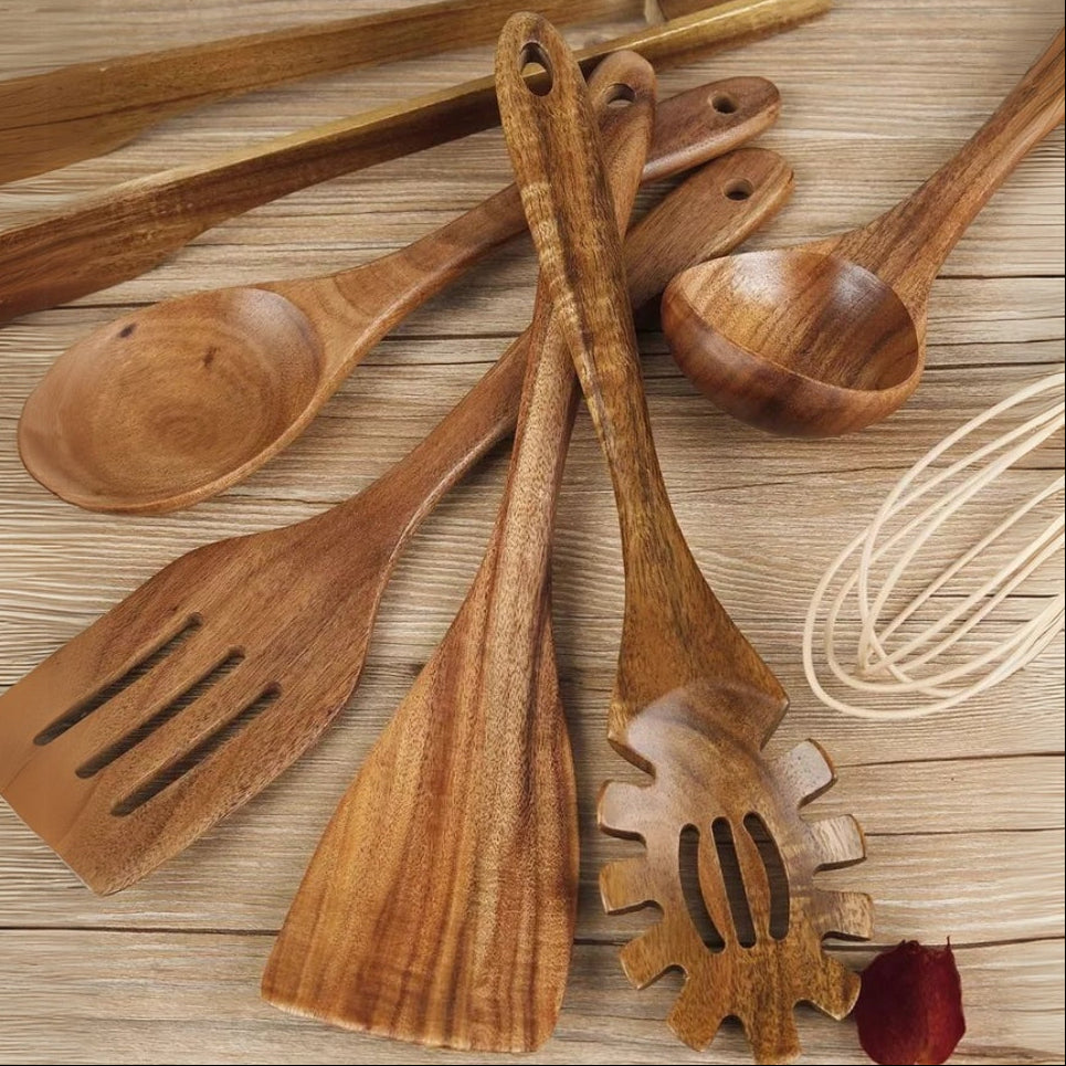 Wooden Cooking Utensils Set – 7 Piece Kitchen Tool Set
