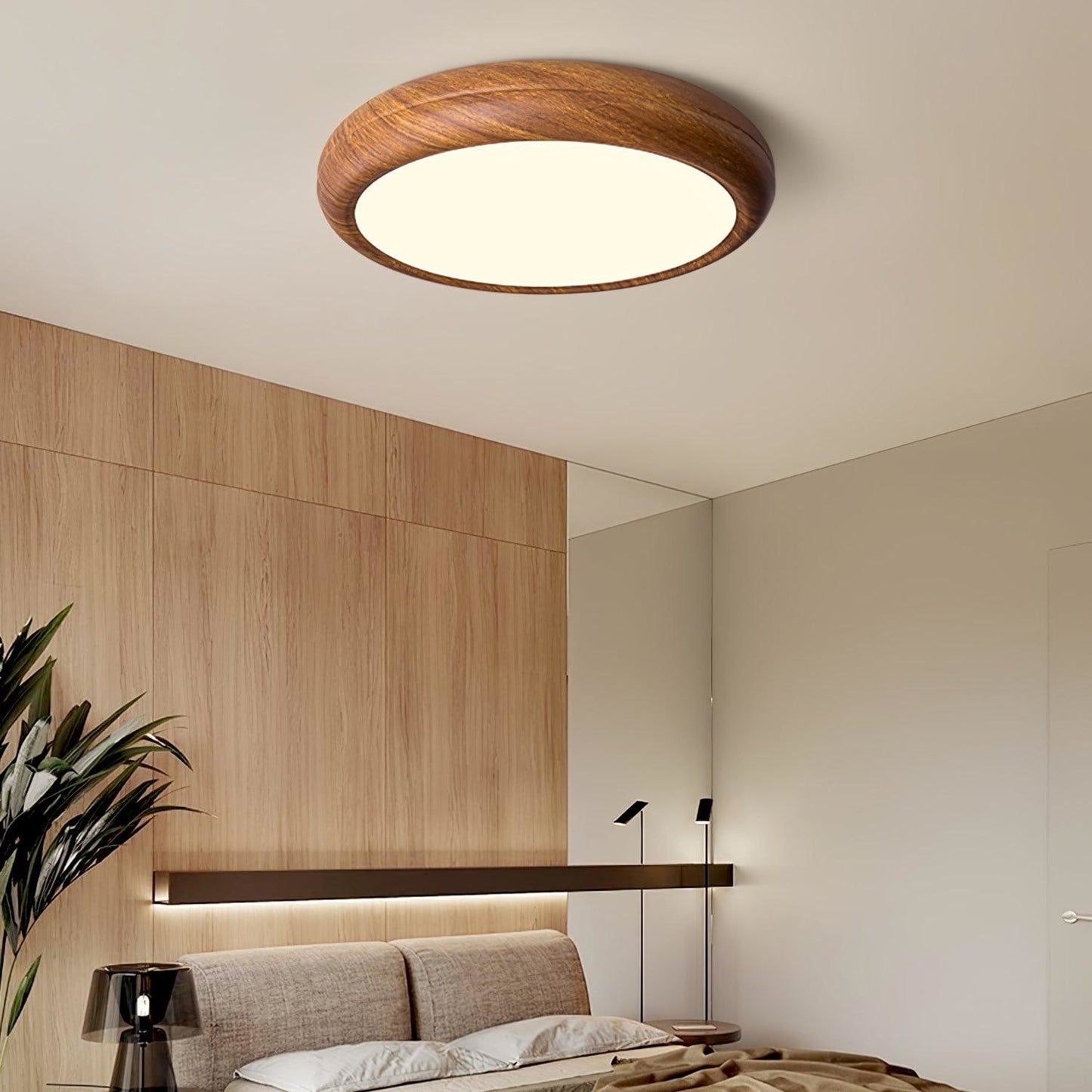 Modern Wood Flush Mount LED Ceiling Light