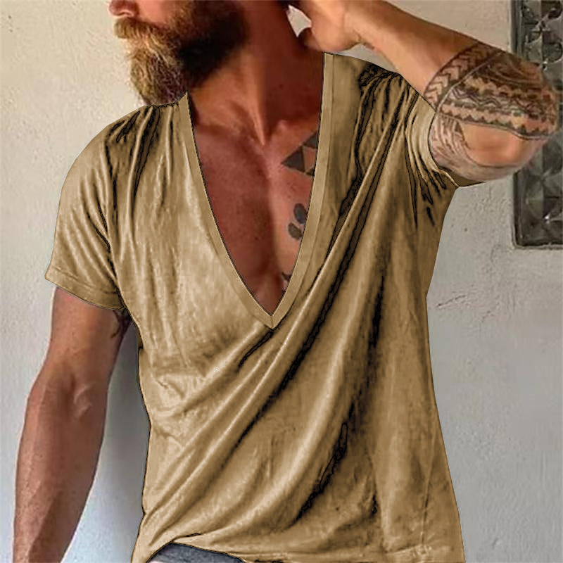 Men’s Deep V-Neck Cotton T-Shirt