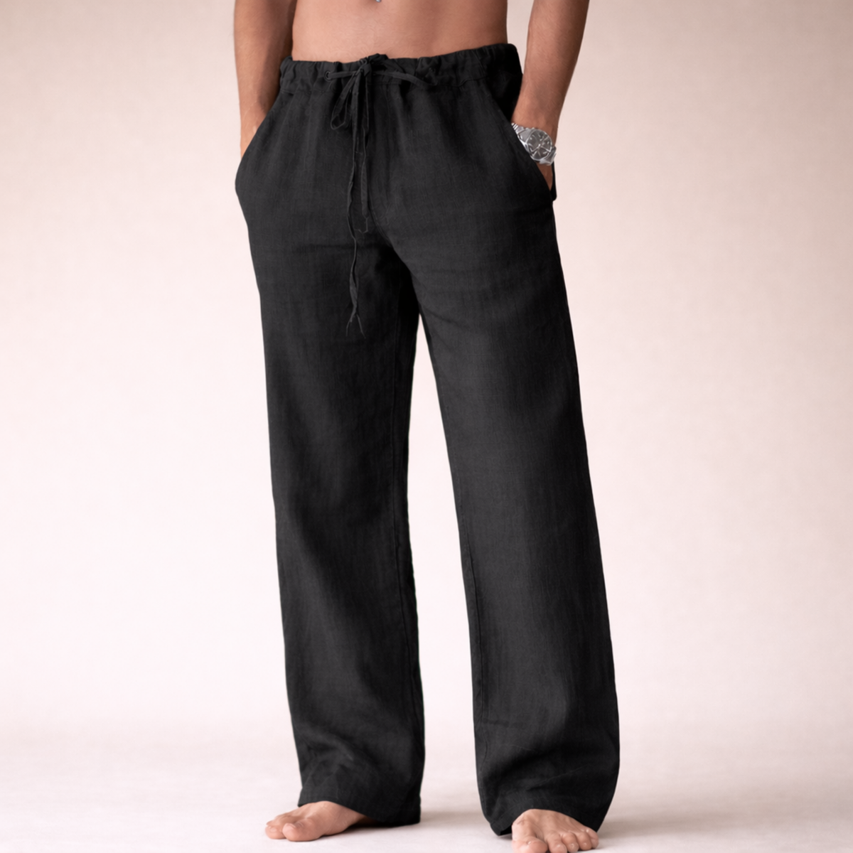 Men’s Linen Drawstring Trousers – Relaxed Fit