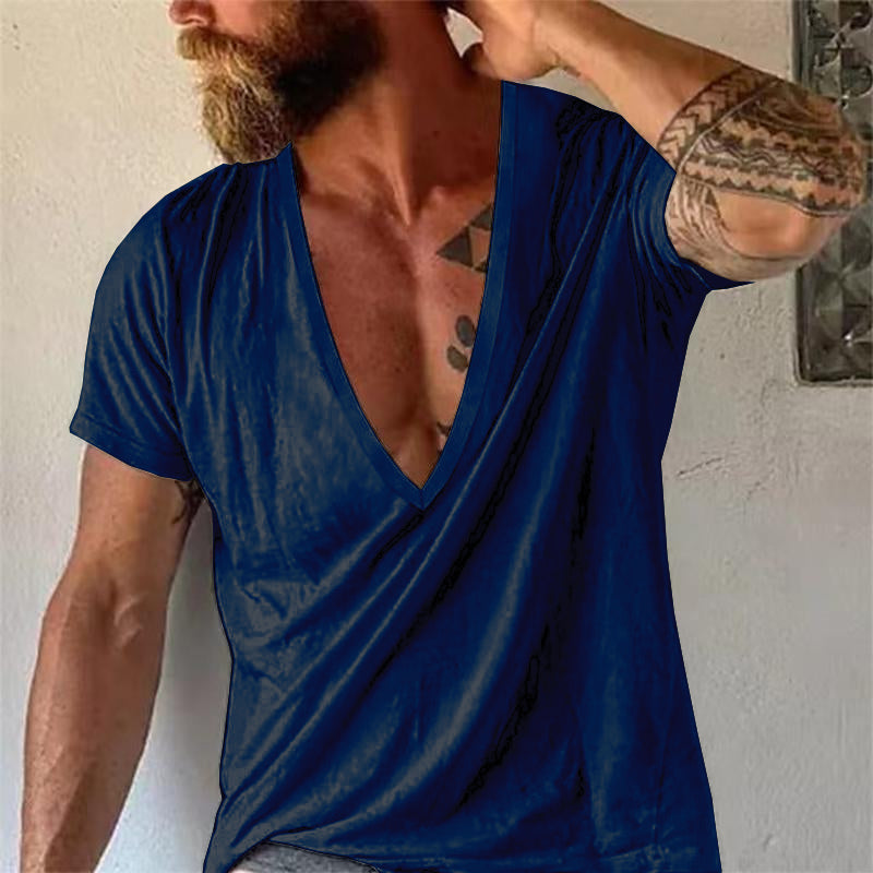 Men’s Deep V-Neck Cotton T-Shirt
