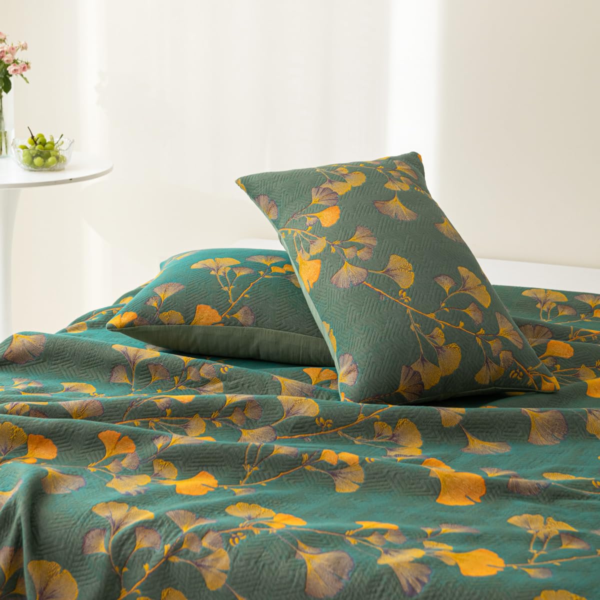 Reversible Jacquard Ginkgo Throw Blanket