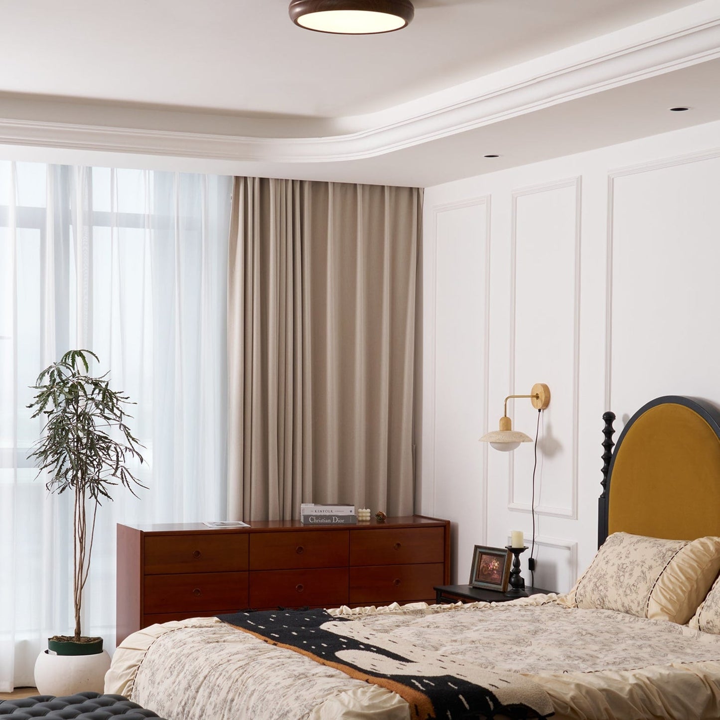 Modern Wood Flush Mount LED Ceiling Light