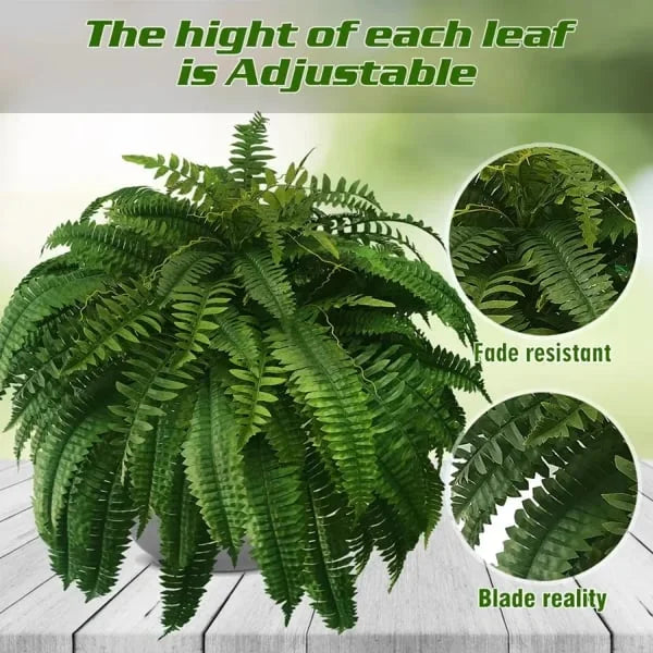 UV Resistant Artificial Boston Fern - 18pc Waterproof Outdoor
