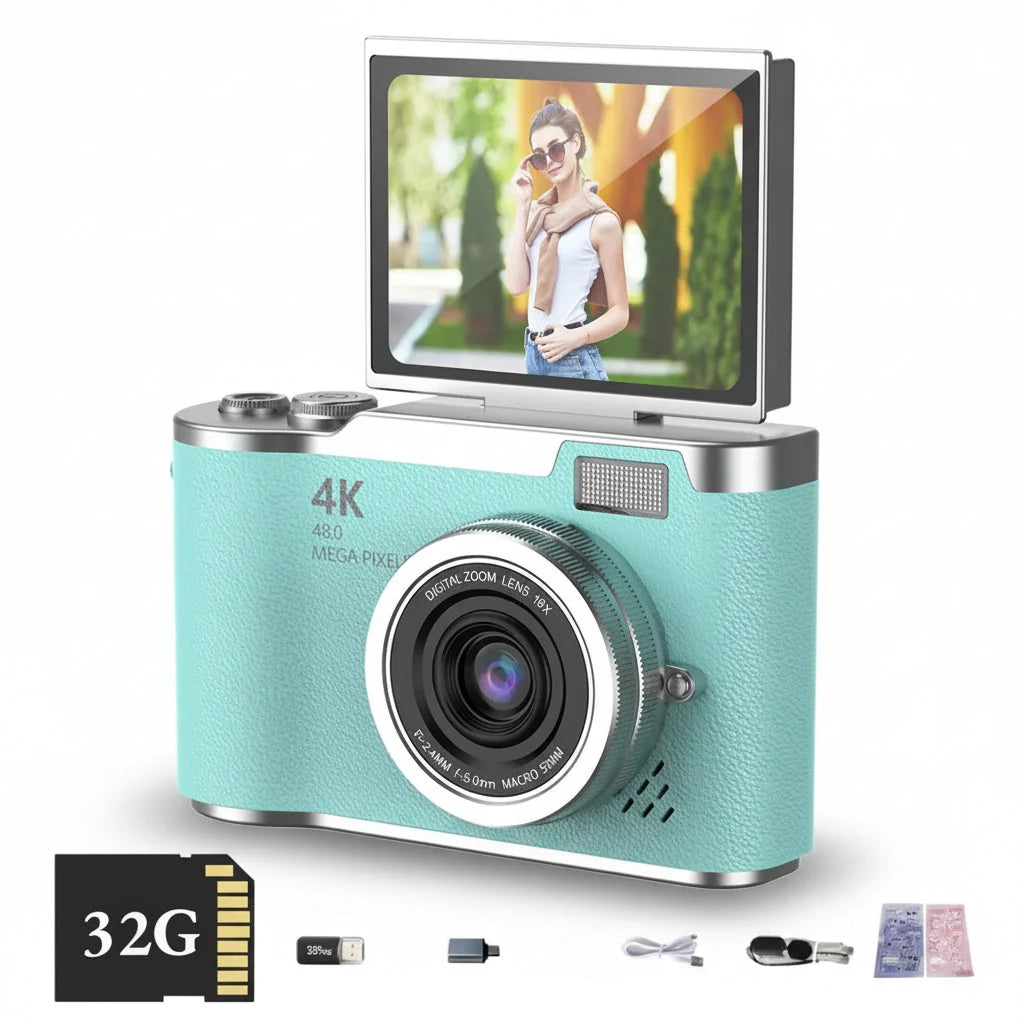 4K Digital Camera 48MP Flip Screen 8X Zoom Compact Vlogging Cam