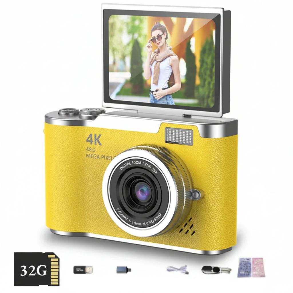 4K Digital Camera 48MP Flip Screen 8X Zoom Compact Vlogging Cam