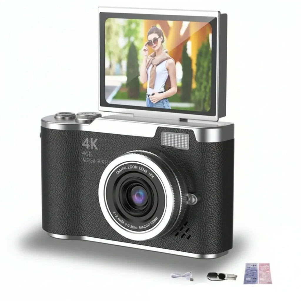4K Digital Camera 48MP Flip Screen 8X Zoom Compact Vlogging Cam