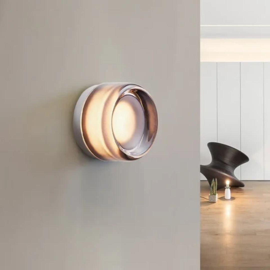 Modern Glass Wall Sconce – Round LED Wall Light Fixture