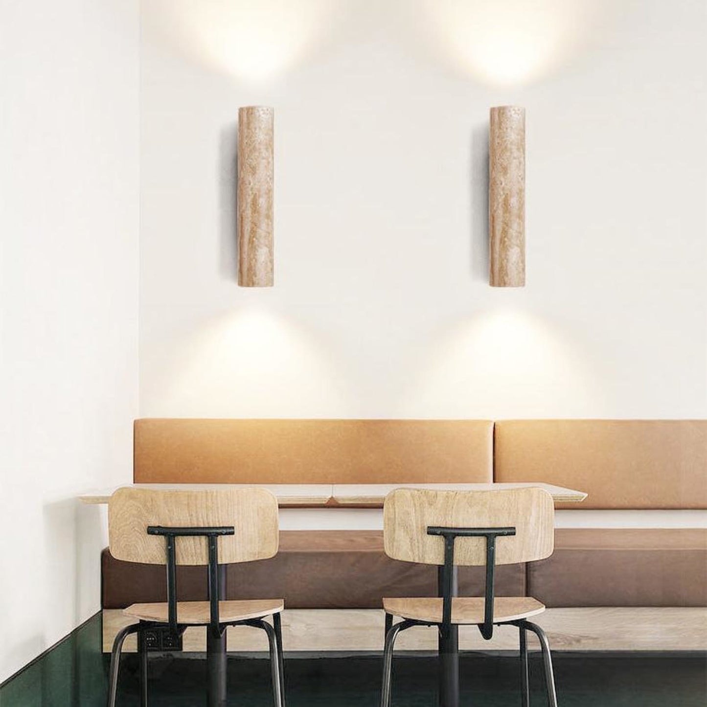 Travertine & Wood LED Wall Light