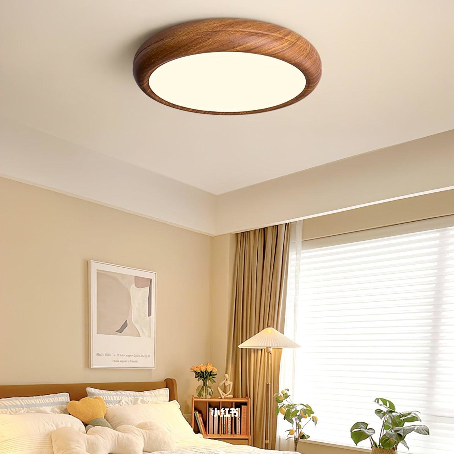 Modern Wood Flush Mount LED Ceiling Light