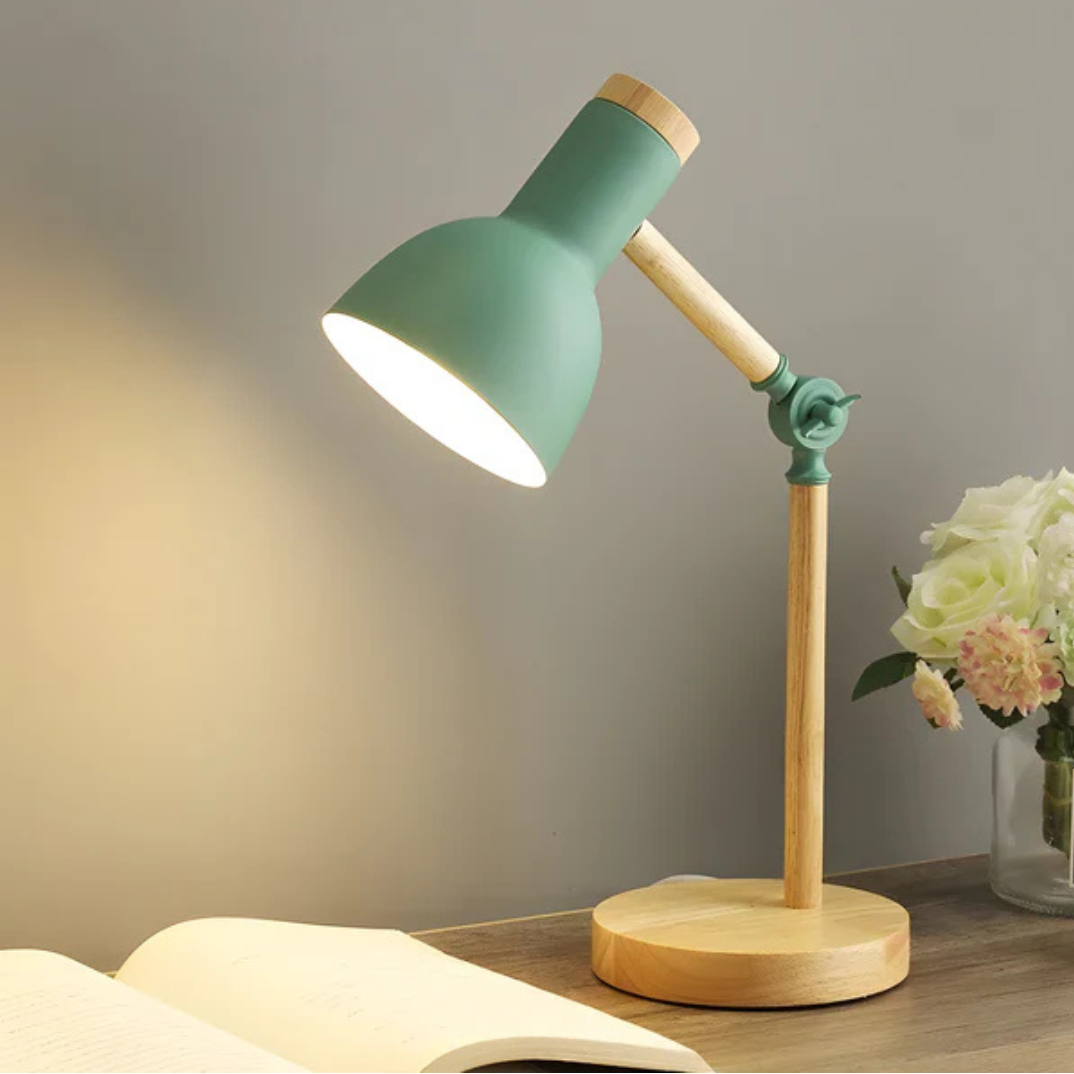 Modern Adjustable Table Lamp – Wooden & Metal LED Desk Light