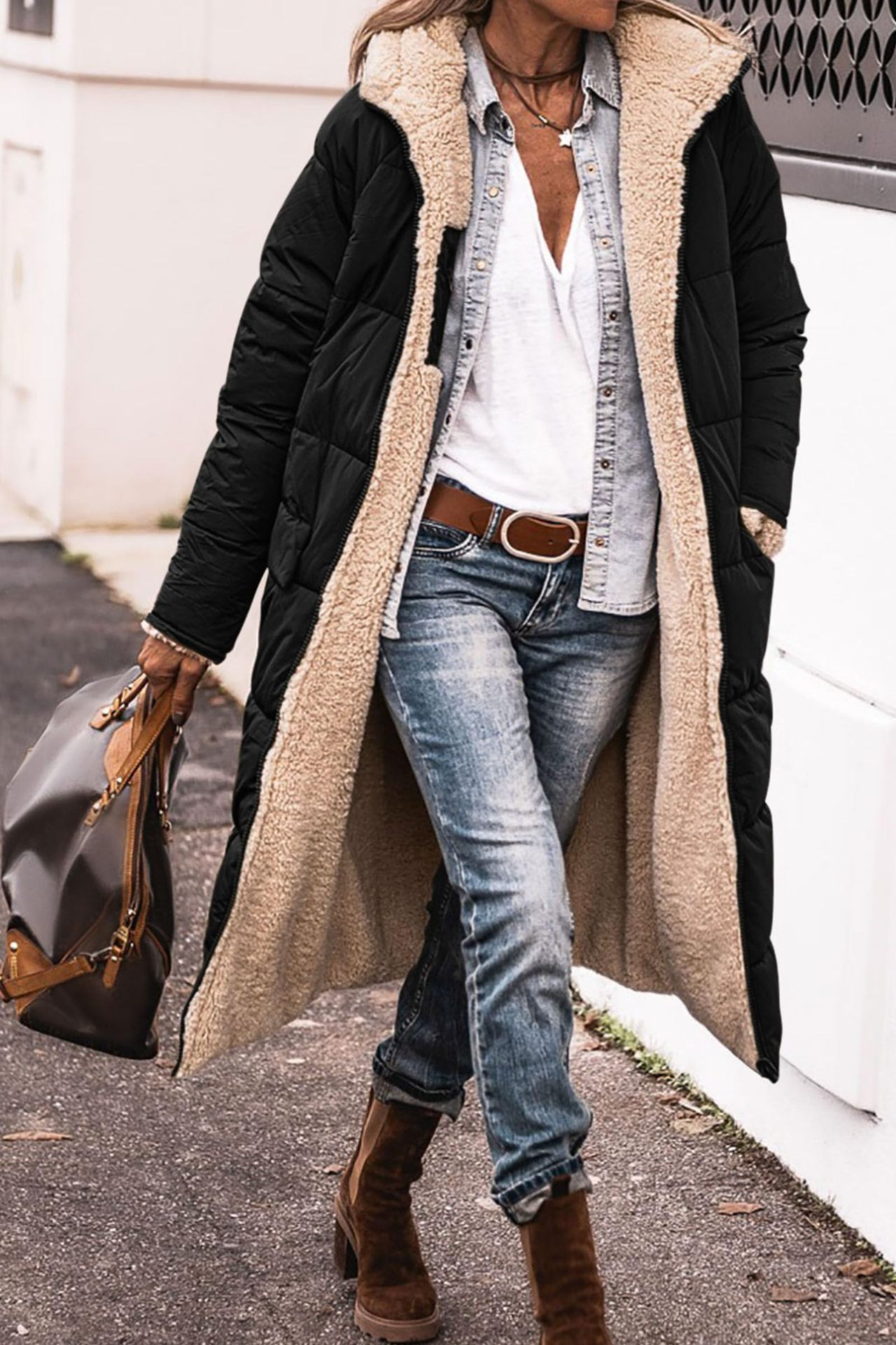 Women’s Reversible Sherpa Long Coat