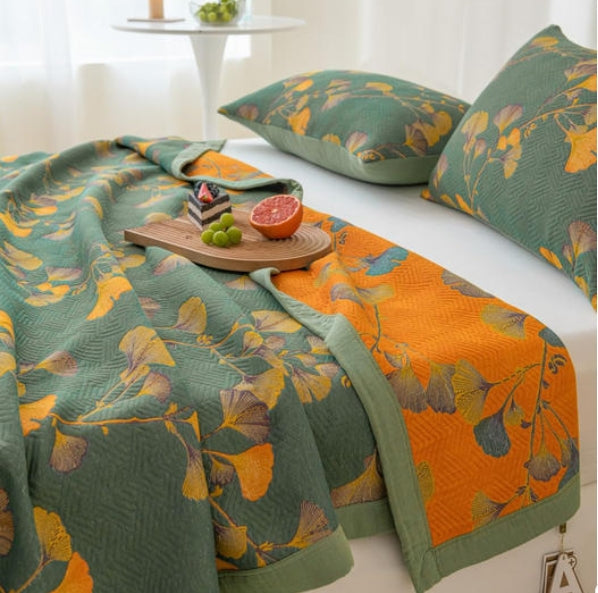 Reversible Jacquard Ginkgo Throw Blanket