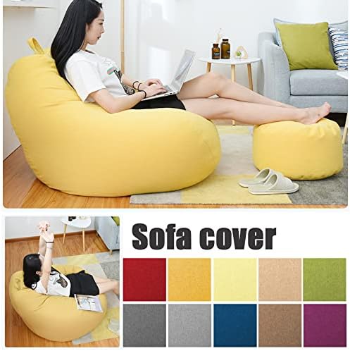 Ergonomic Linen Bean Bag Chair Cover - Modern Lazy Lounger Sofa