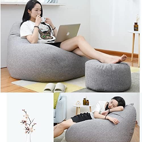 Ergonomic Linen Bean Bag Chair Cover - Modern Lazy Lounger Sofa