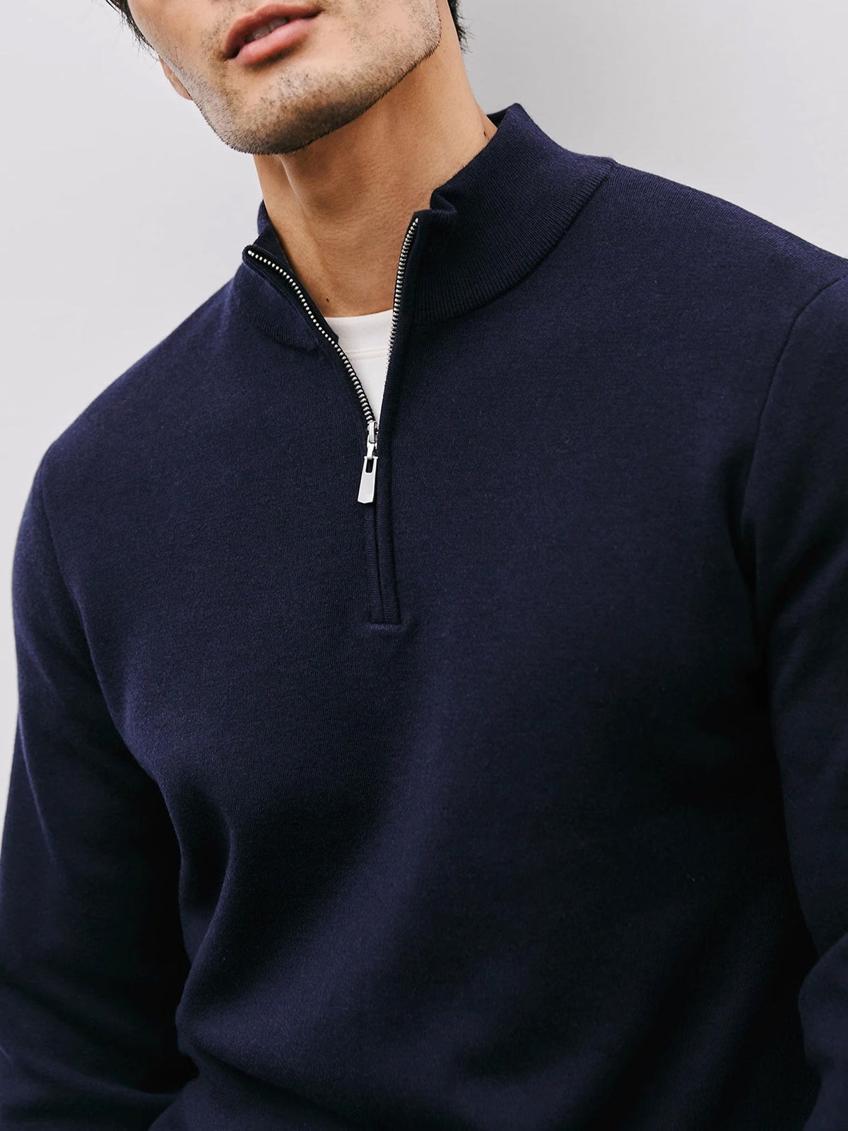 Men's Refined Quarter Zip Sweater Warm Stand Collar Knit Pullover