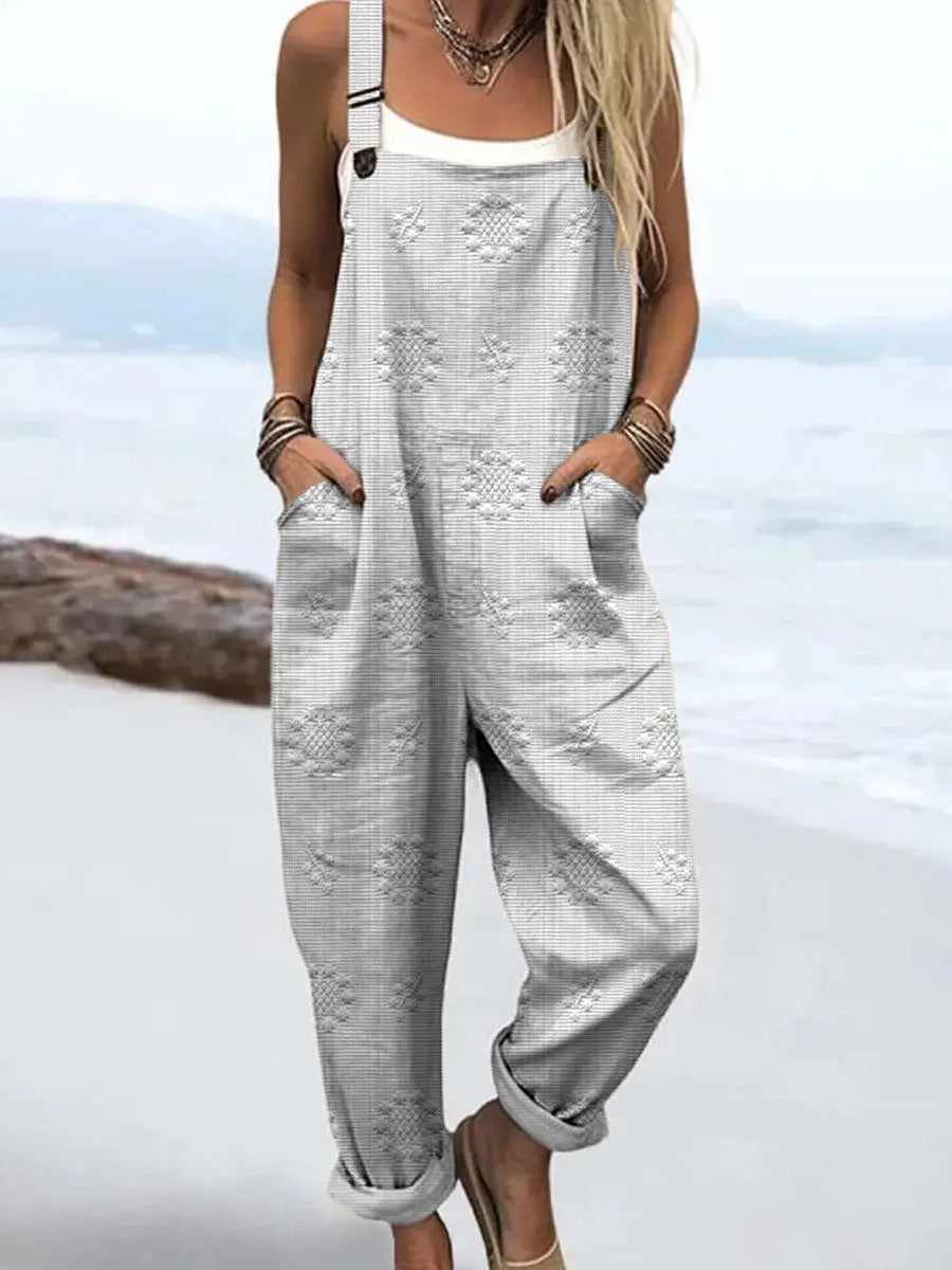 Women's Woven Floral Jumpsuit - Relaxed Wide Leg Summer Romper