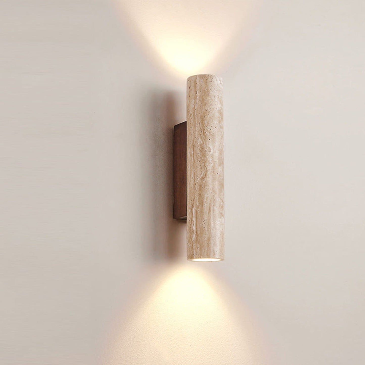 Travertine & Wood LED Wall Light