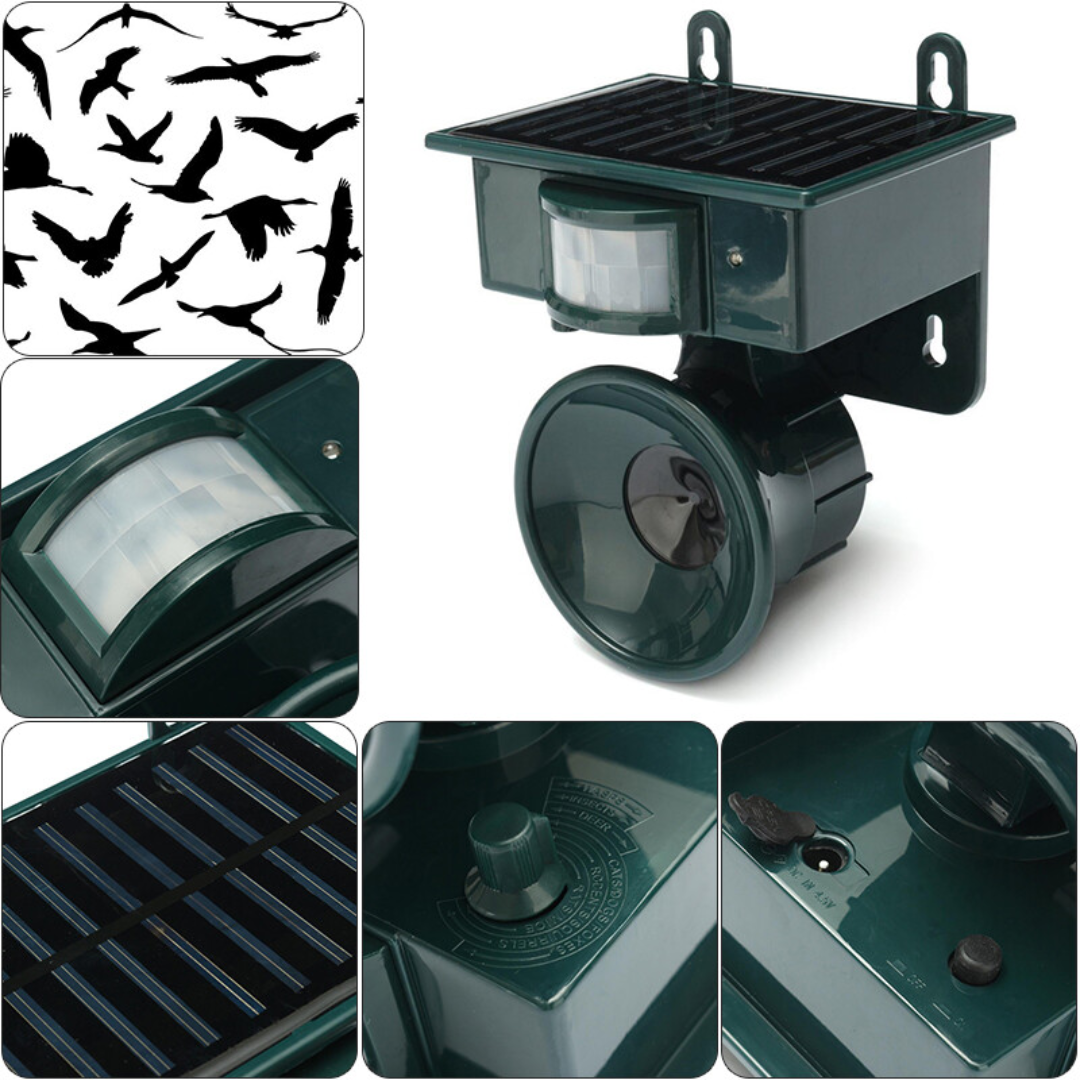Solar Bird Repeller PIR Motion Sensor - Waterproof Pigeon Deterrent