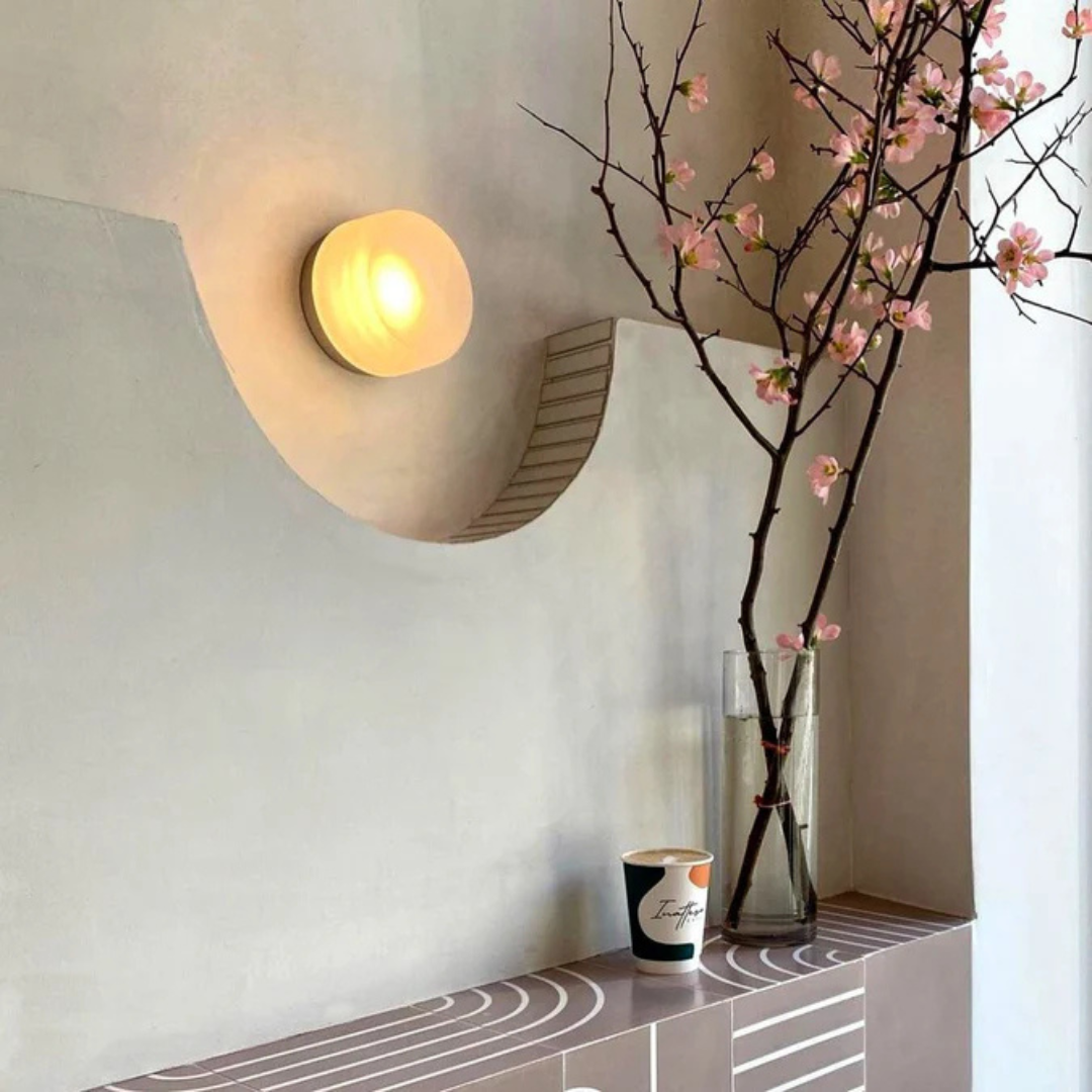 Modern Glass Wall Sconce – Round LED Wall Light Fixture