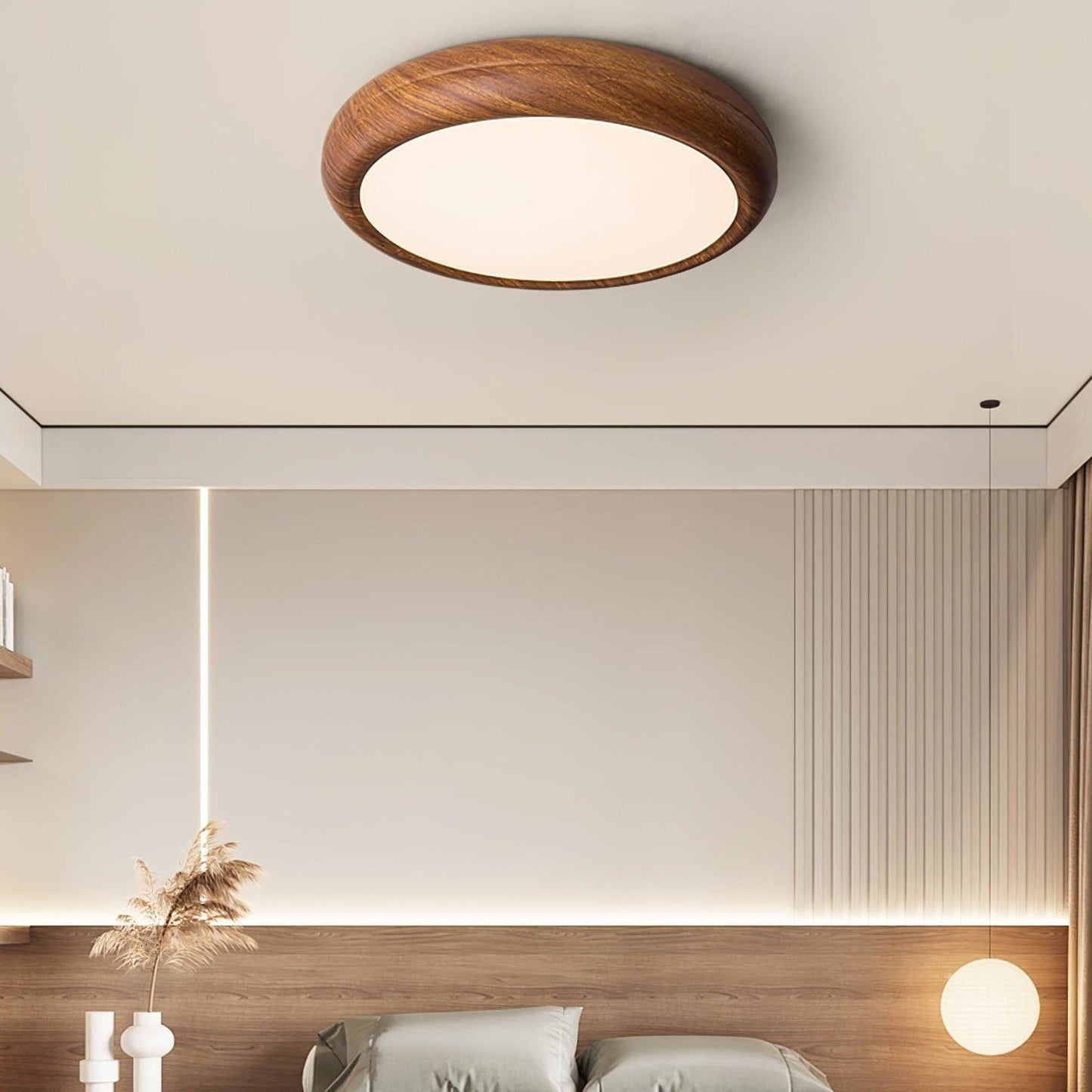 Modern Wood Flush Mount LED Ceiling Light