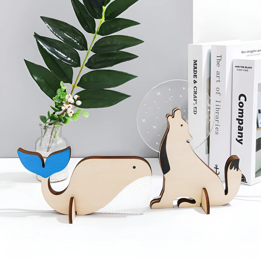 Nordic Wooden Animal LED Table Lamp – Warm Light Decorative Desk Lamp