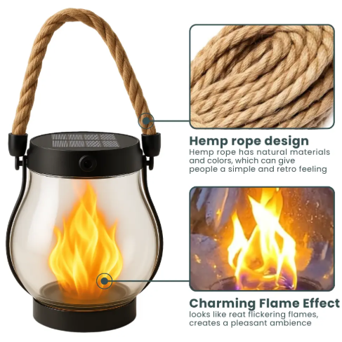 Solar Flame Outdoor Lantern - LED Waterproof Garden Path Light