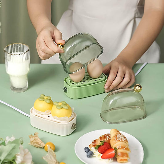 Mini Egg Cooker for 2 Eggs – Electric Auto Shut-Off Egg Boiler