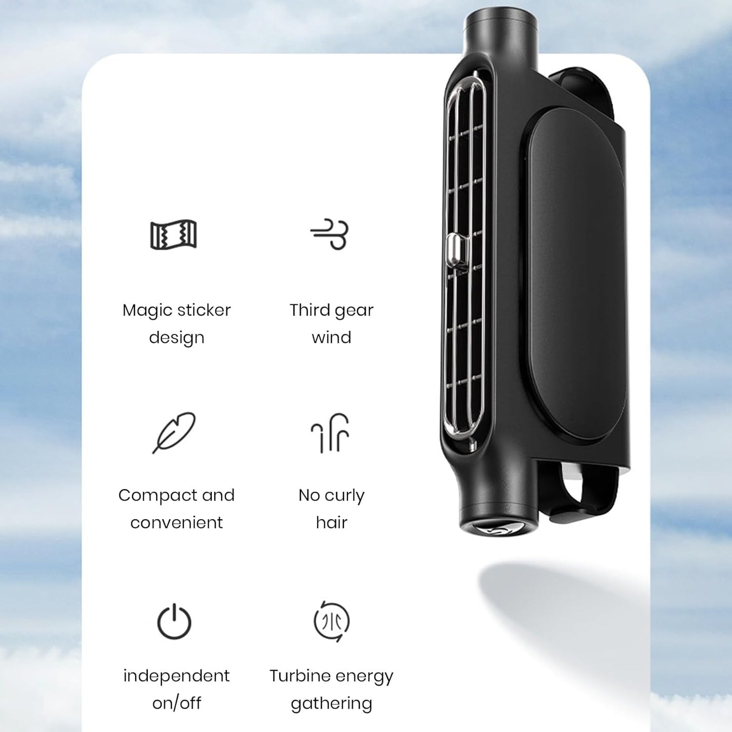 Bladeless USB Car Cooling Fan - 3-Speed Backseat Headrest Mount
