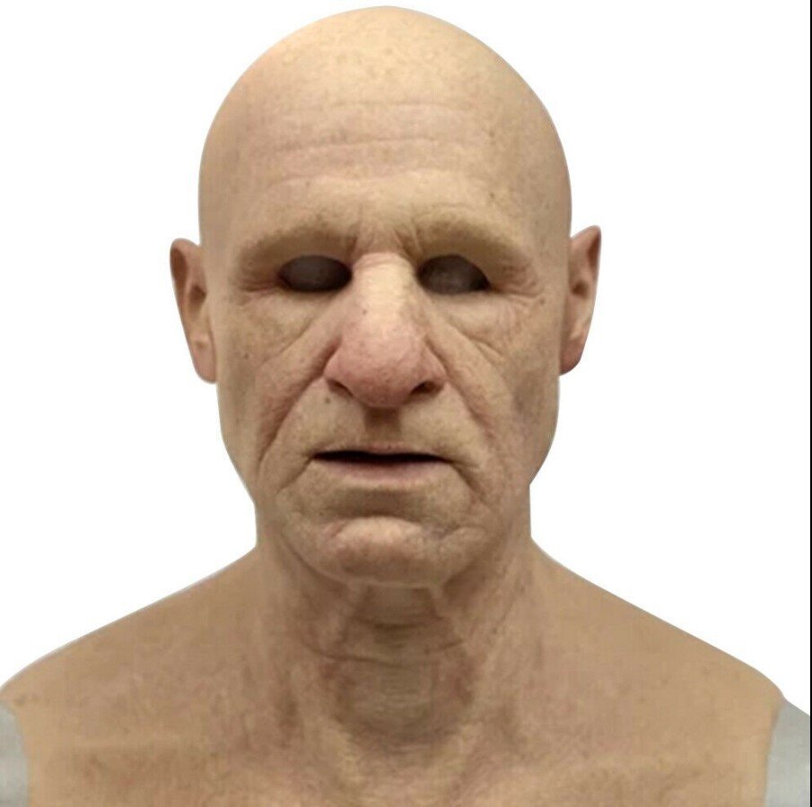 Realistic Old Man Halloween Mask - Movable Mouth Horror Latex Hood