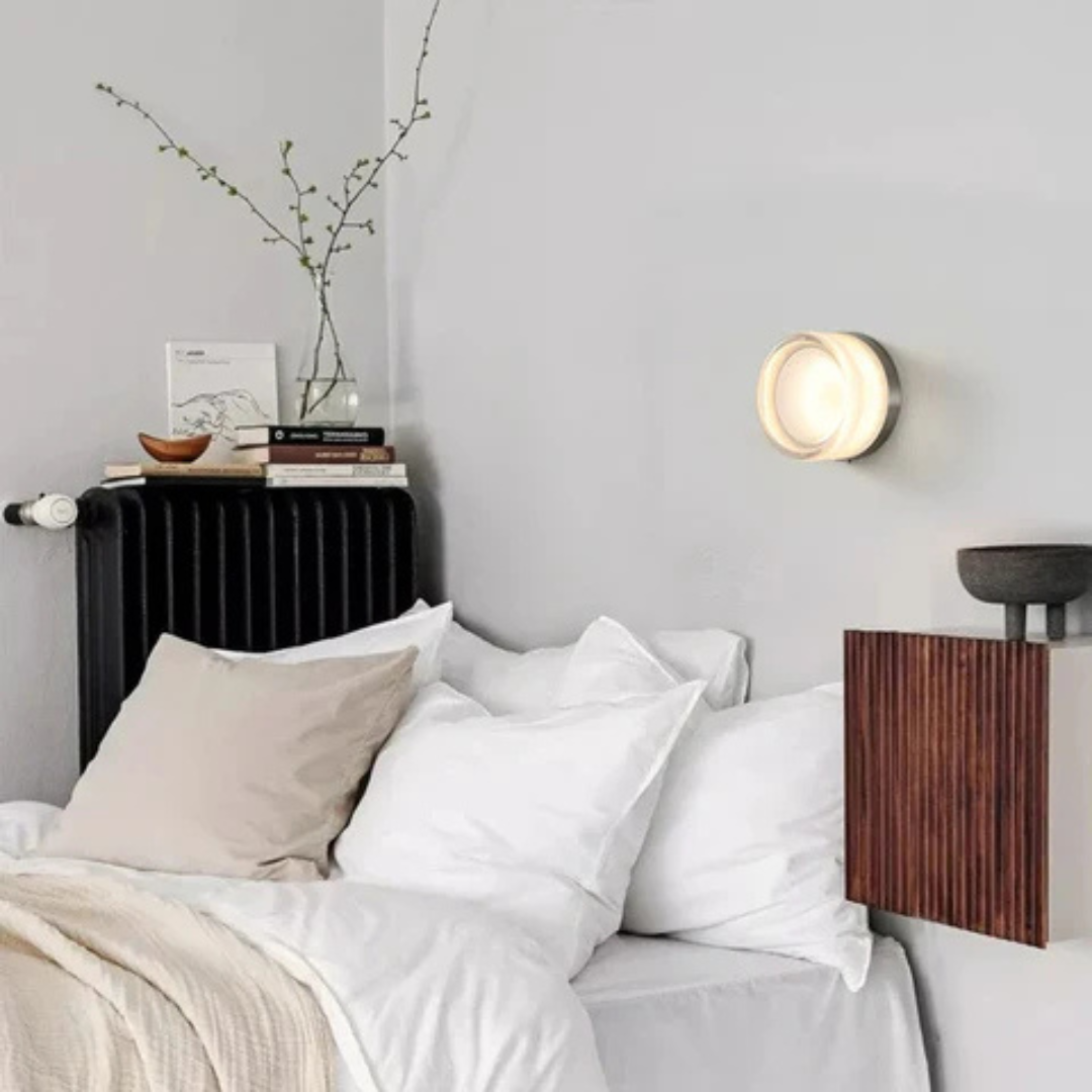 Modern Glass Wall Sconce – Round LED Wall Light Fixture
