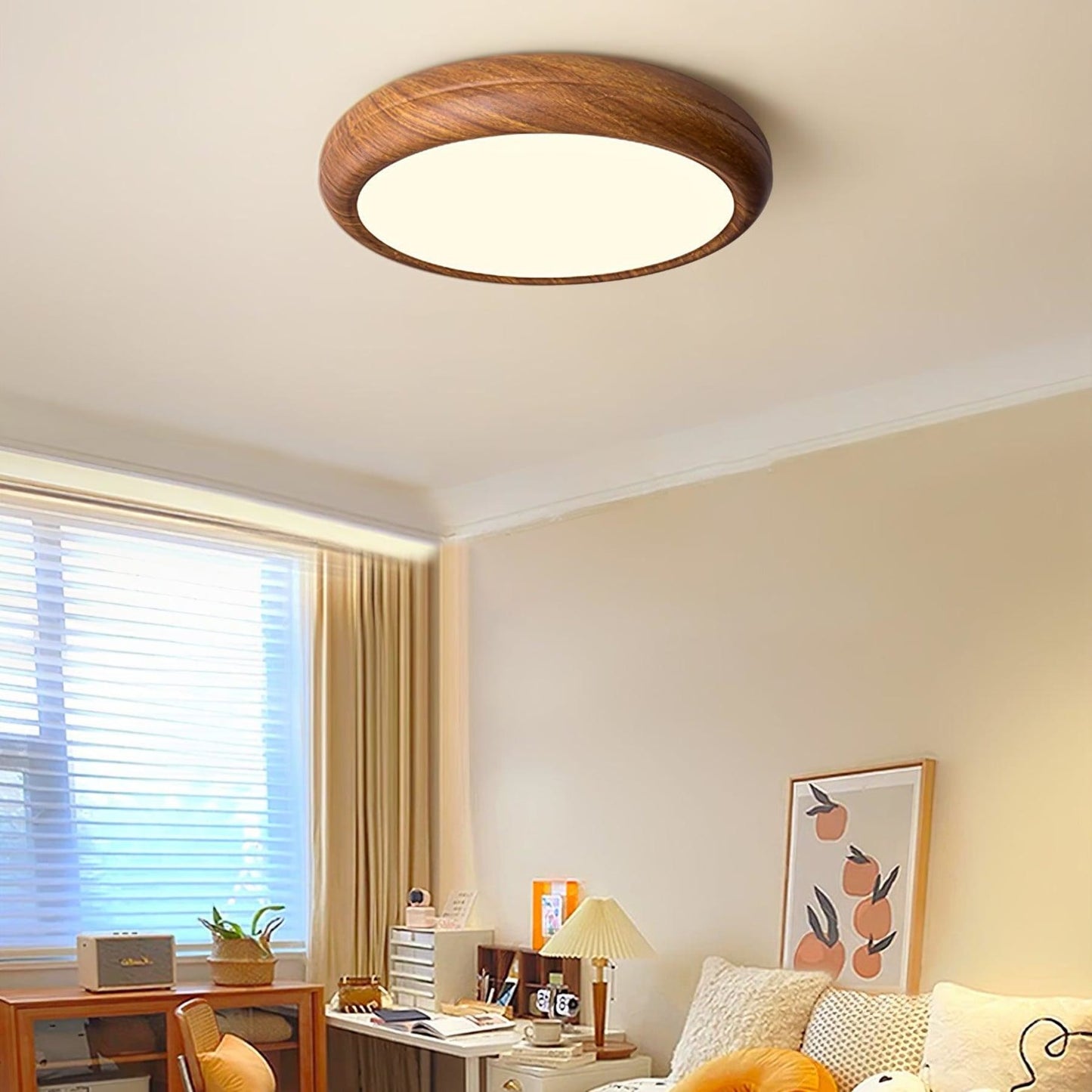 Modern Wood Flush Mount LED Ceiling Light