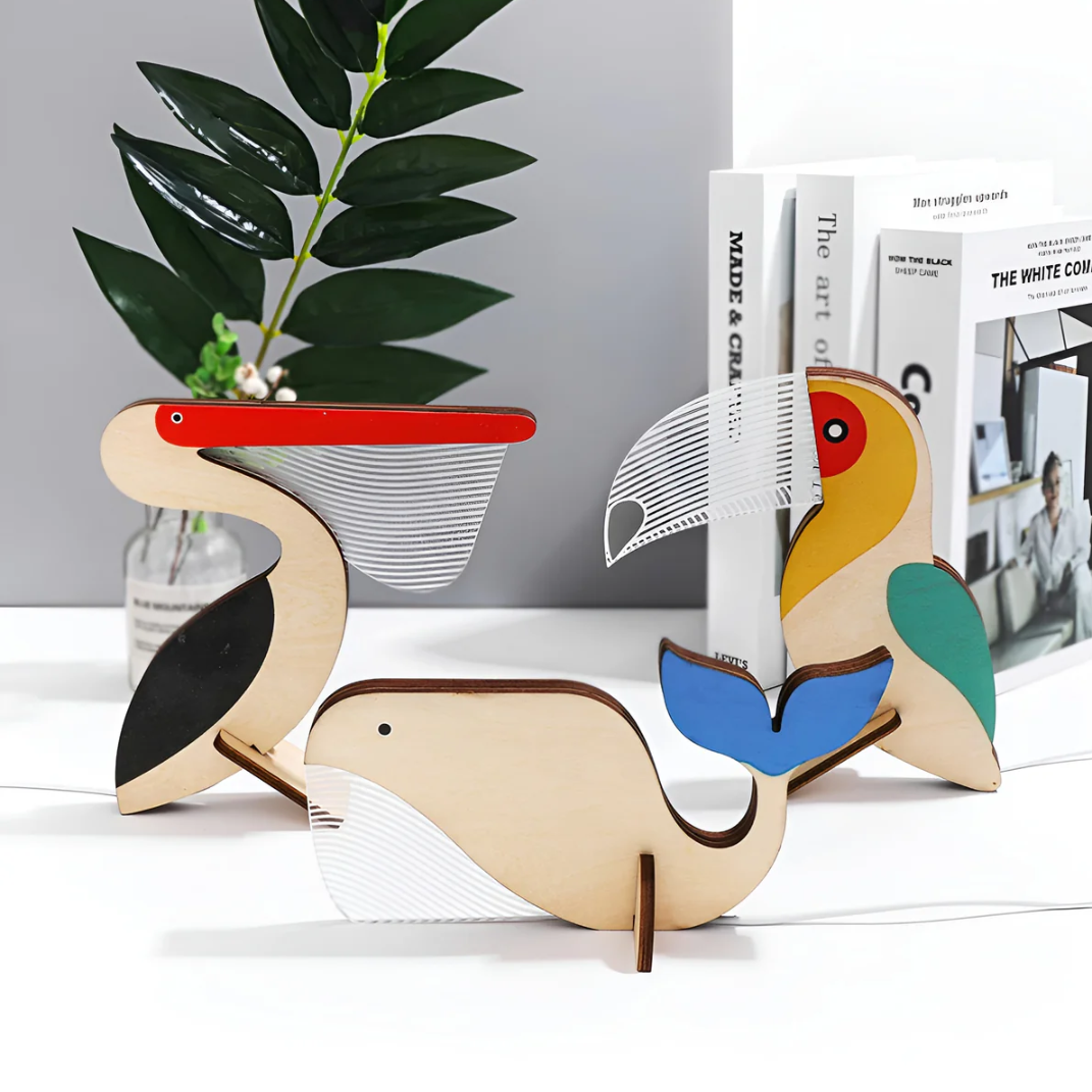 Nordic Wooden Animal LED Table Lamp – Warm Light Decorative Desk Lamp