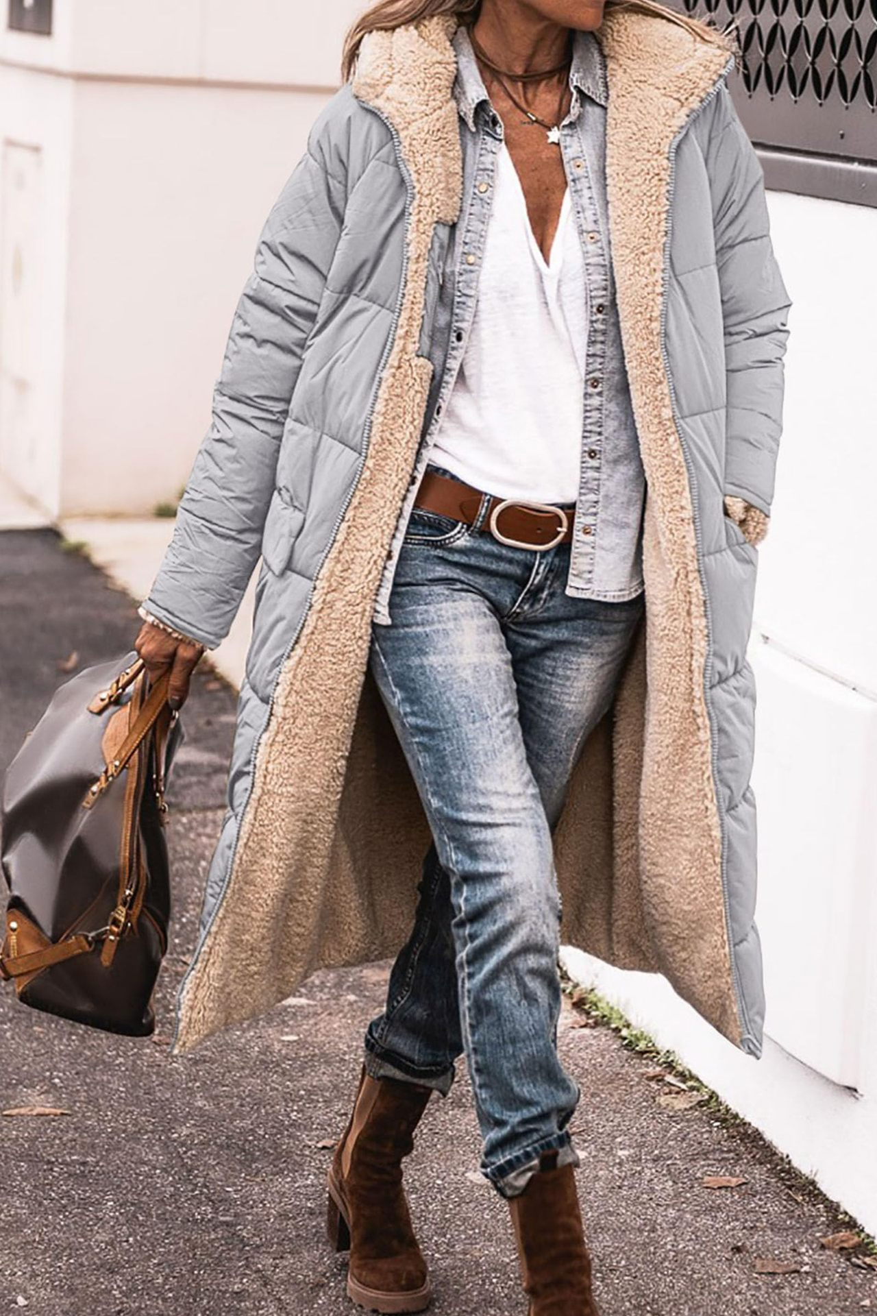 Women’s Reversible Sherpa Long Coat