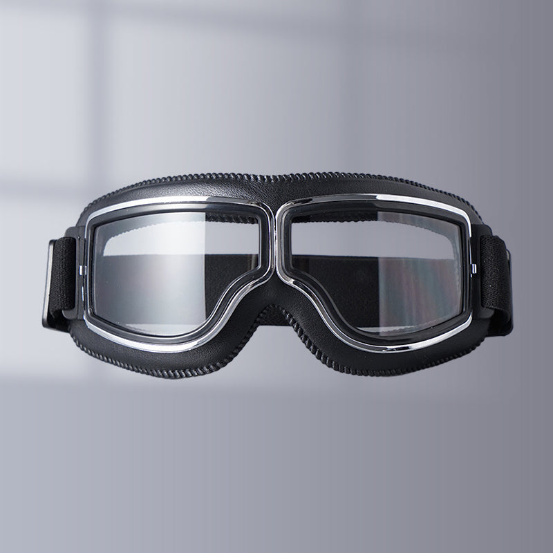 Vintage Motorcycle Goggles - Over Glasses Leather Aviator Pilot