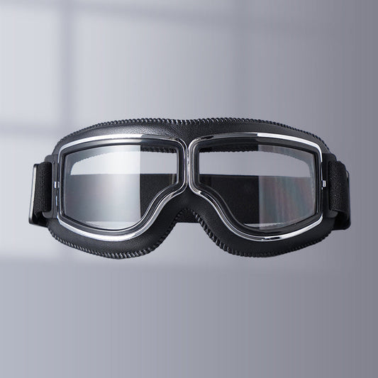 Vintage Motorcycle Goggles - Over Glasses Leather Aviator Pilot
