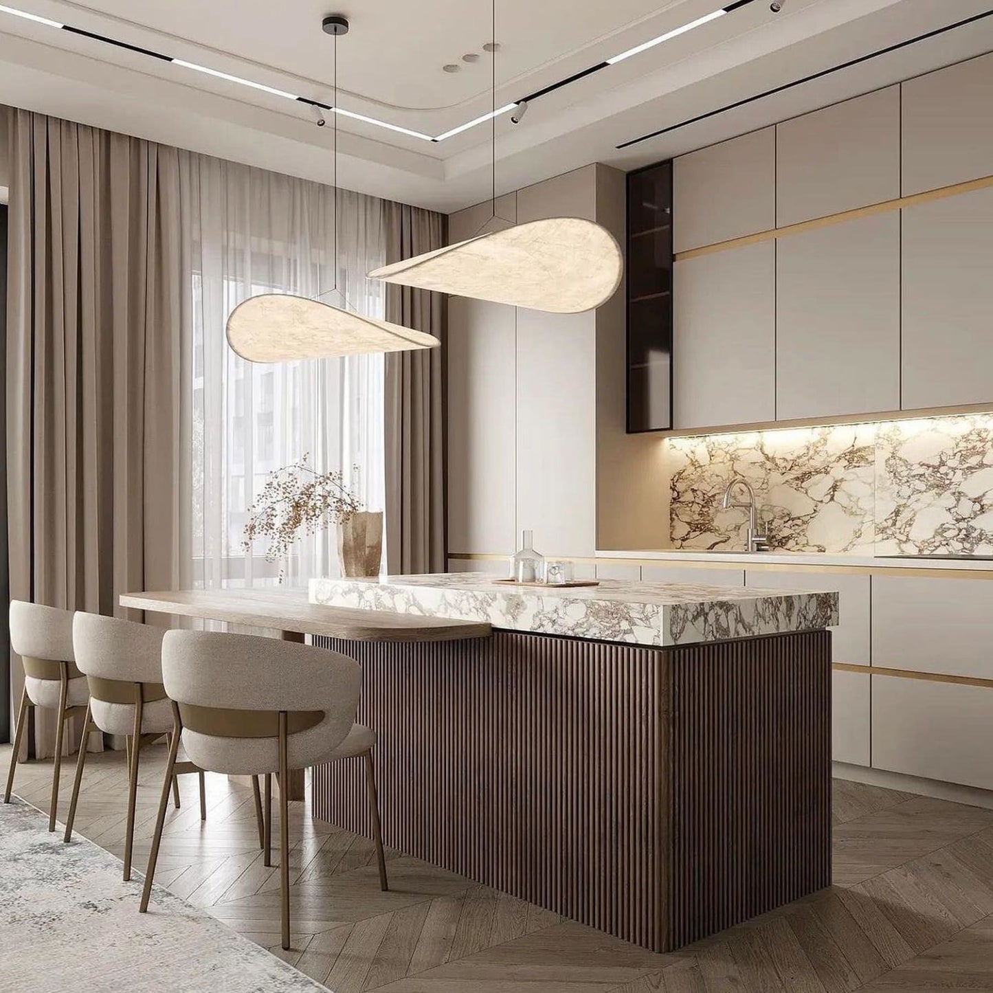 Modern Fabric LED Pendant Light