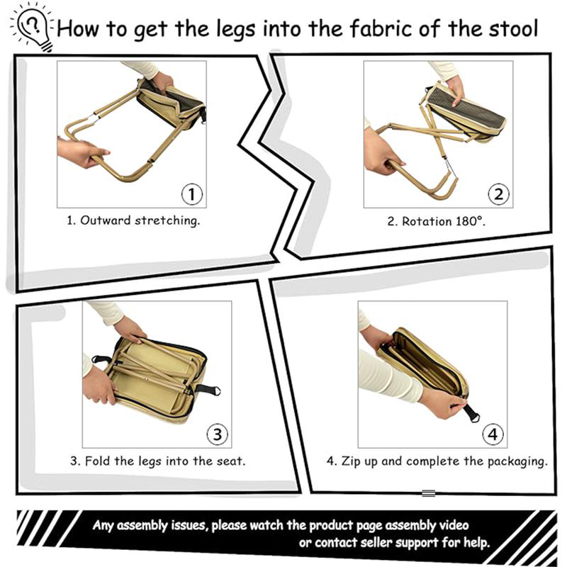 Foldable Camping Backpack Stool - Portable Heavy Duty Fishing Chair