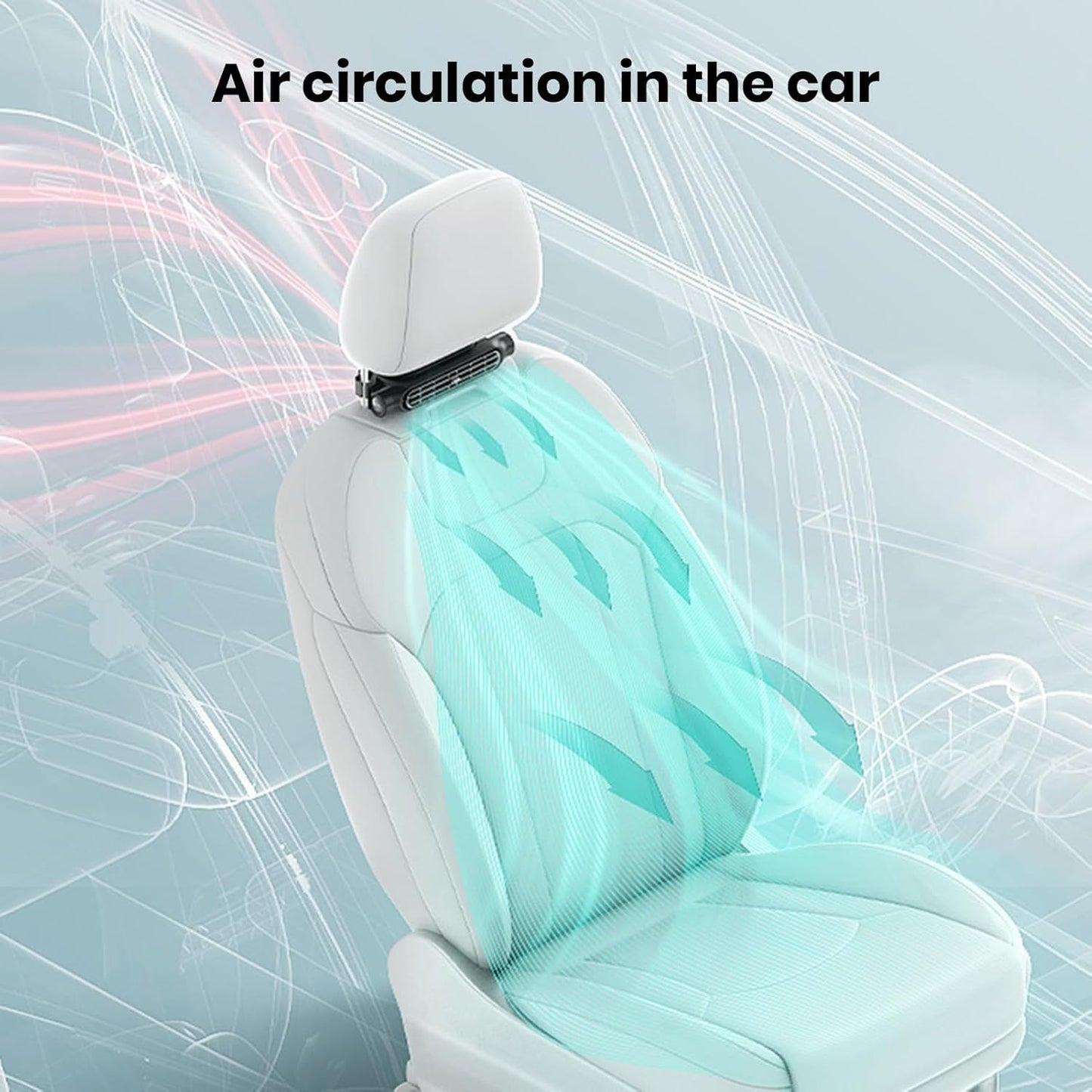 Bladeless USB Car Cooling Fan - 3-Speed Backseat Headrest Mount