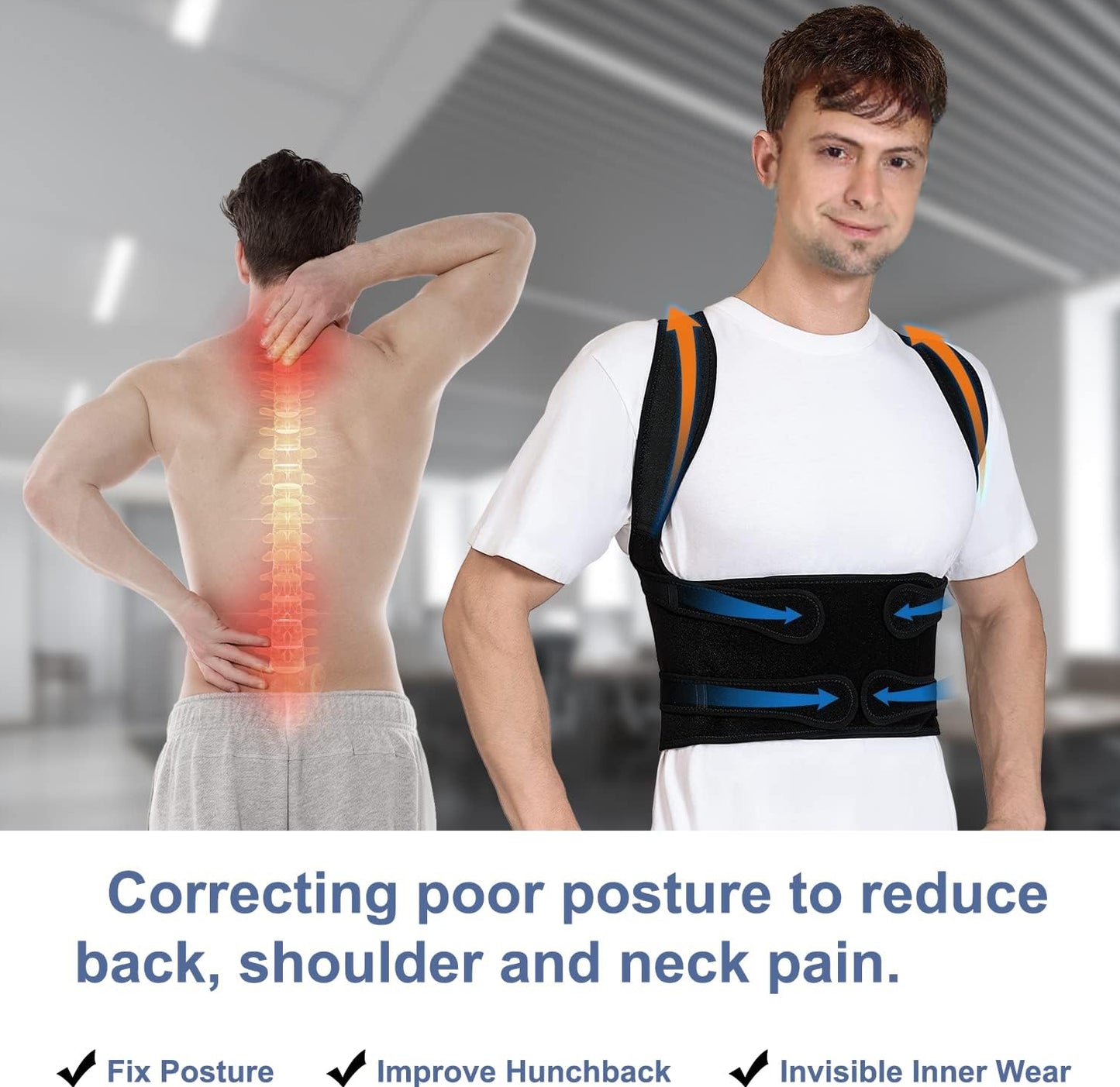 Posture Corrector Brace – Adjustable Back Support for Men & Women