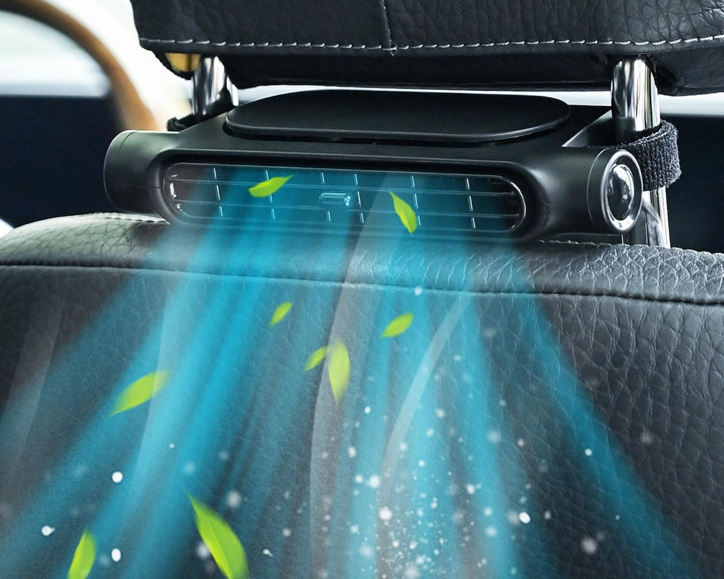 Bladeless USB Car Cooling Fan - 3-Speed Backseat Headrest Mount