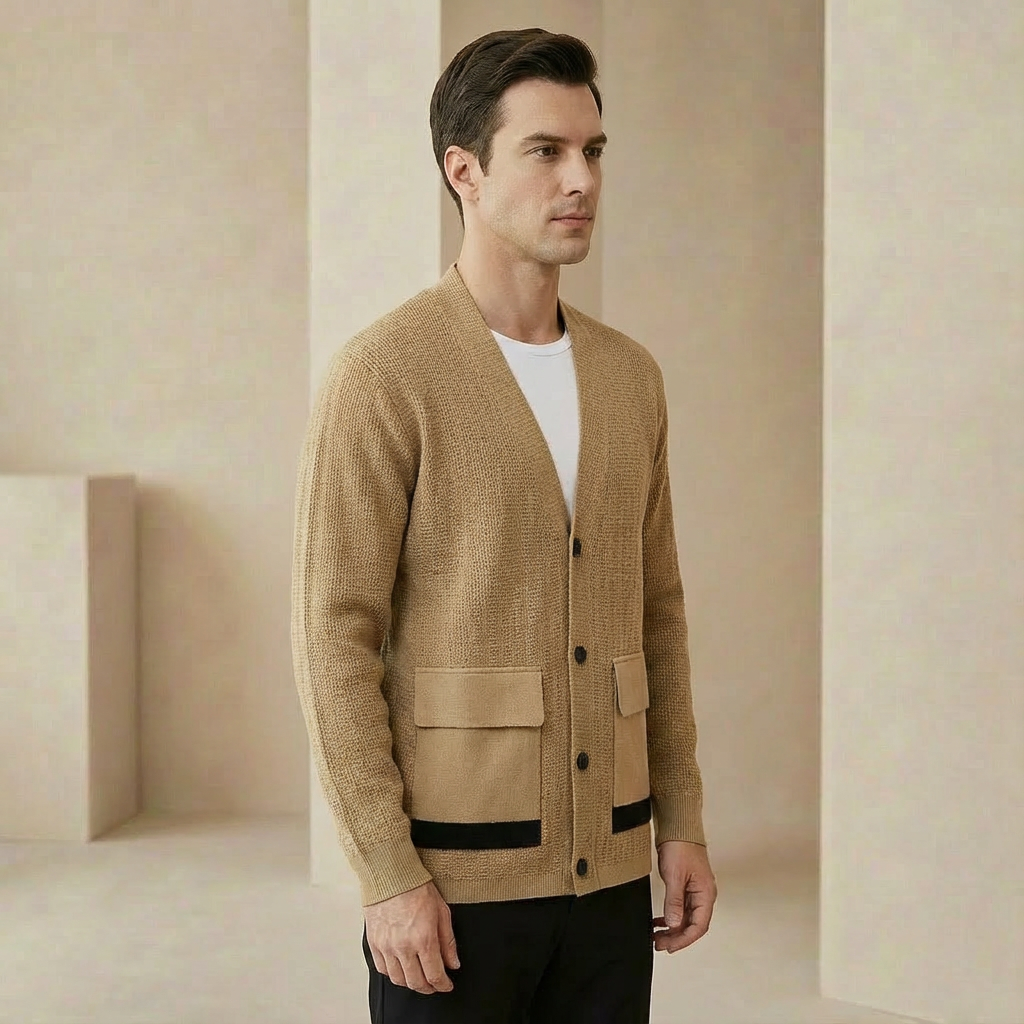 Men's Ribbed Relaxed Fit Cardigan - Cozy Open Front Knit Sweater