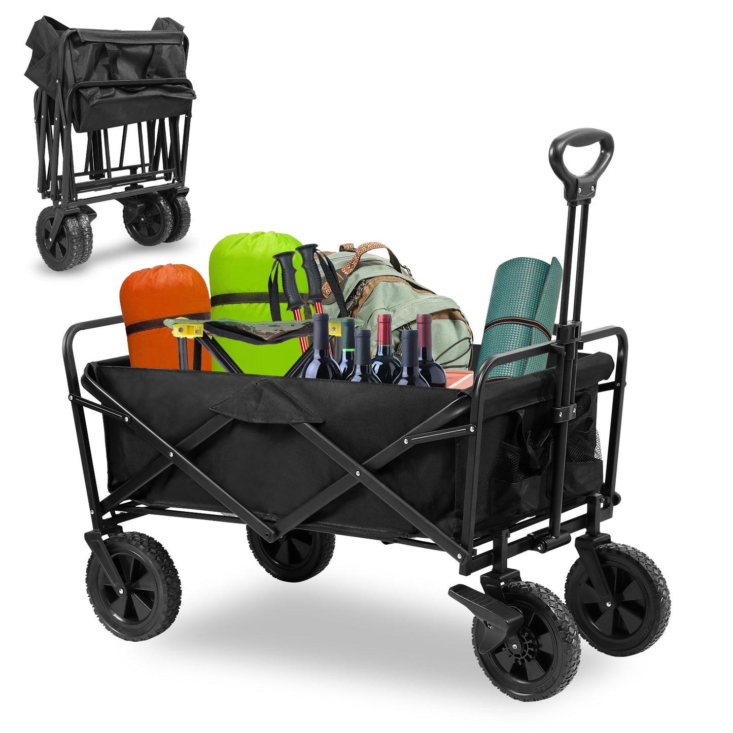 Foldable Camping Cart 100kg - Heavy Duty Garden Beach Trolley