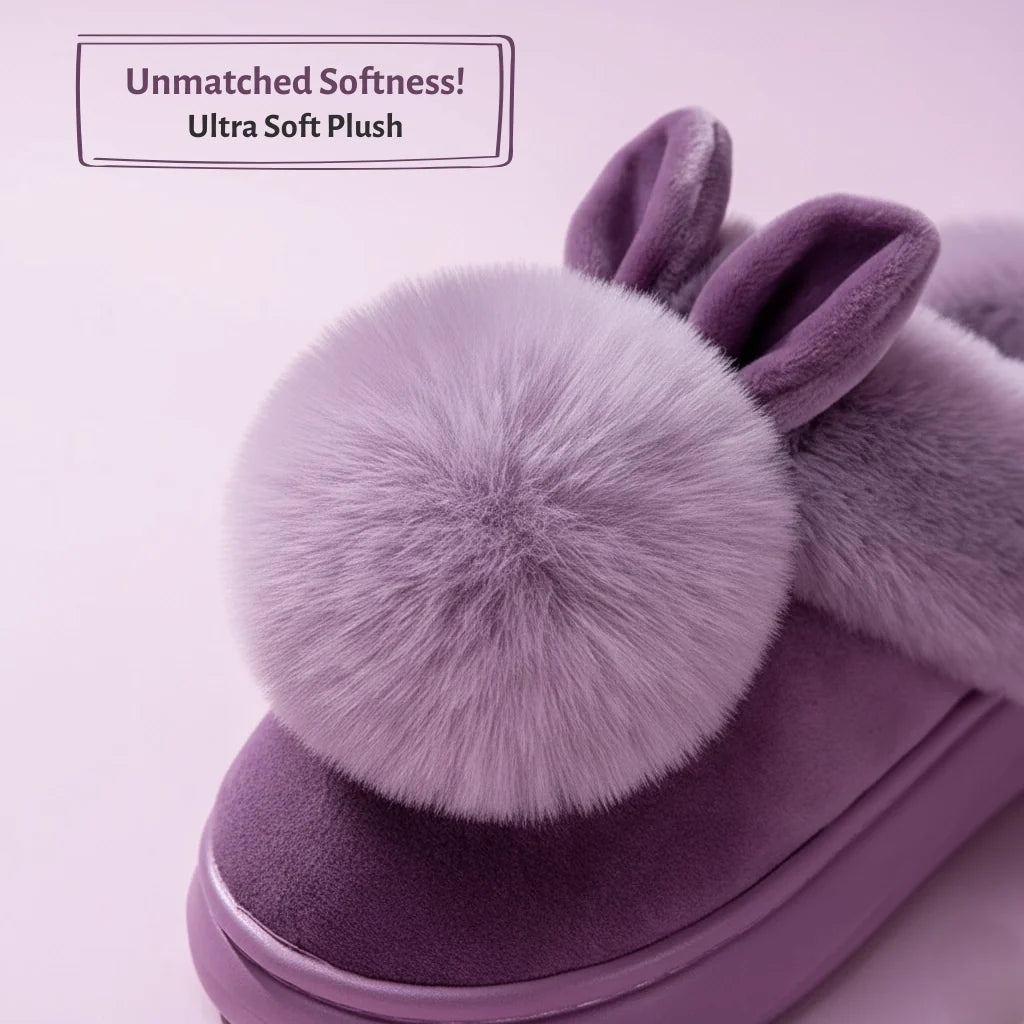 Women's Plush Bunny Slippers with Open or Closed Heel