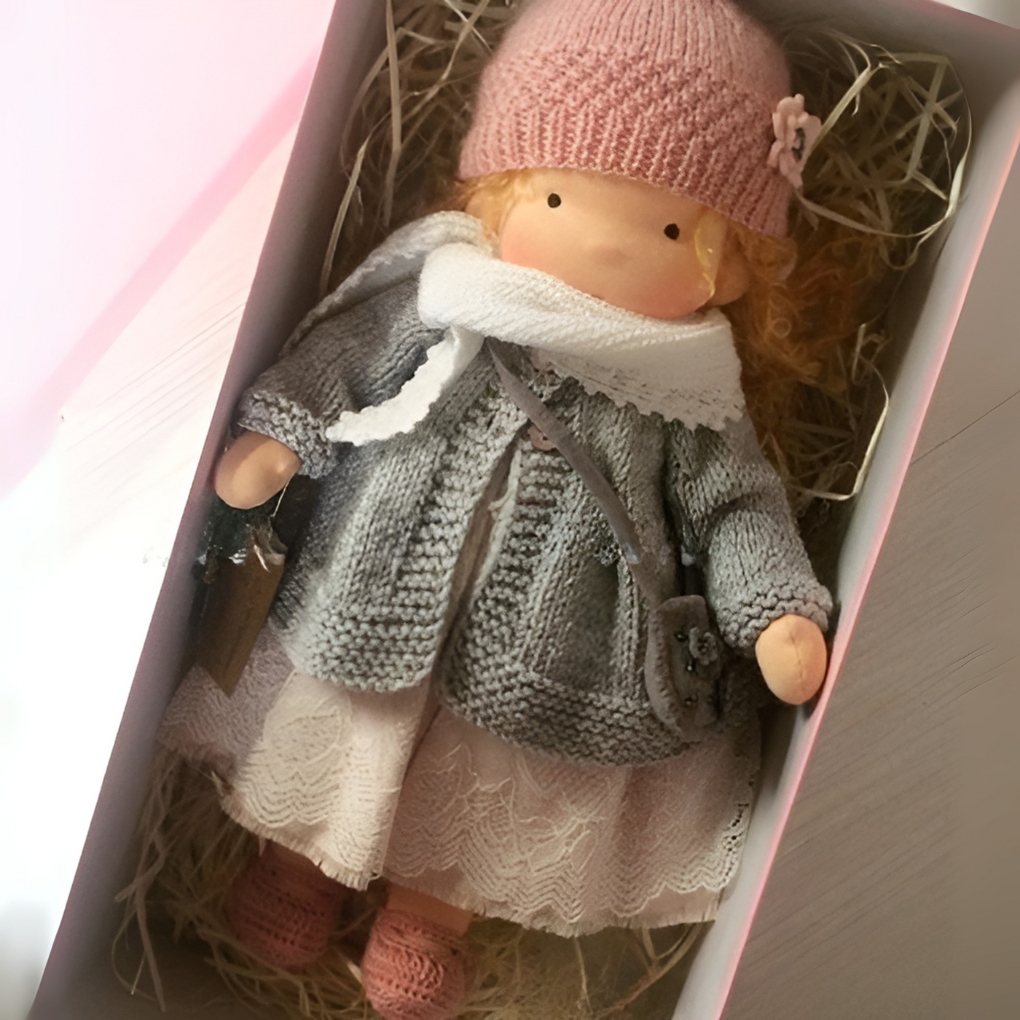 Handmade Waldorf Cuddly Doll - Soft Cotton Wool Toddler Plush