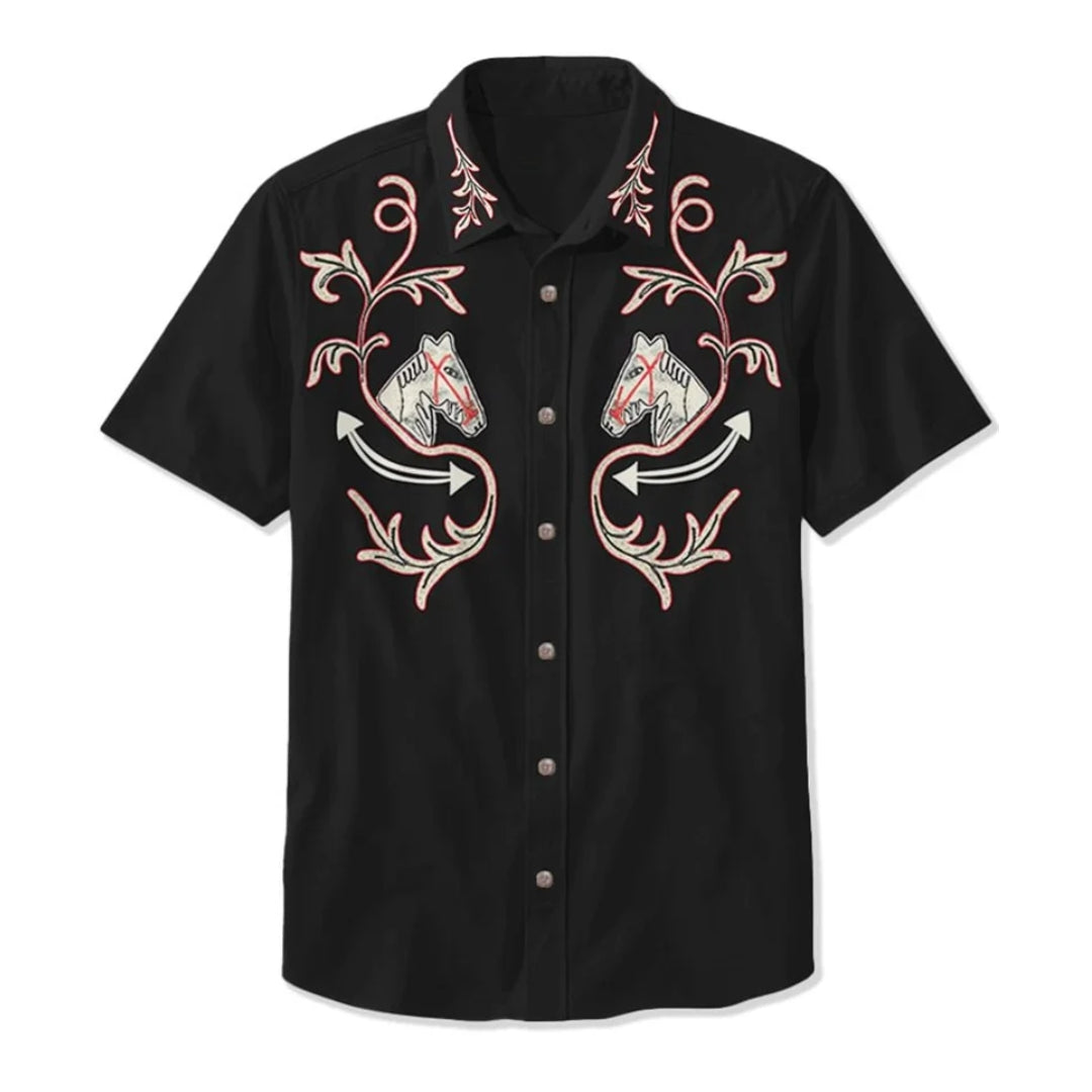 Men’s Embroidered Western Shirt – Relaxed Fit