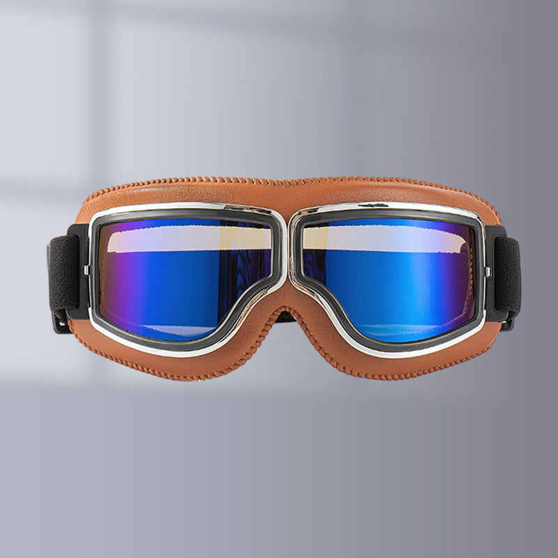 Vintage Motorcycle Goggles - Over Glasses Leather Aviator Pilot