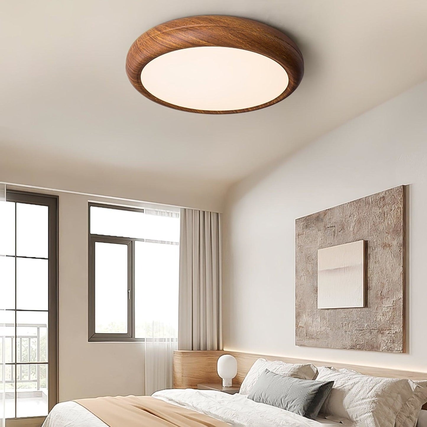 Modern Wood Flush Mount LED Ceiling Light