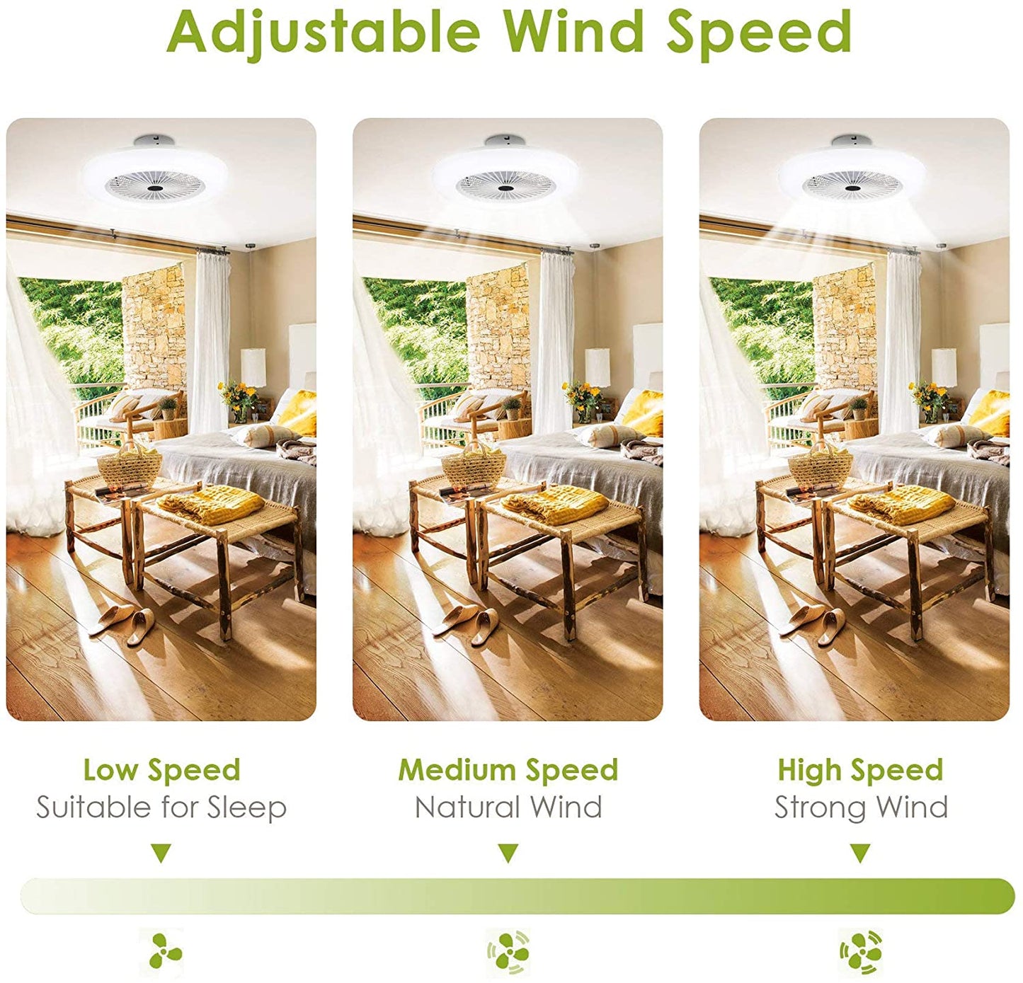 80W LED Ceiling Fan with Light - Remote Control Quiet Bedroom