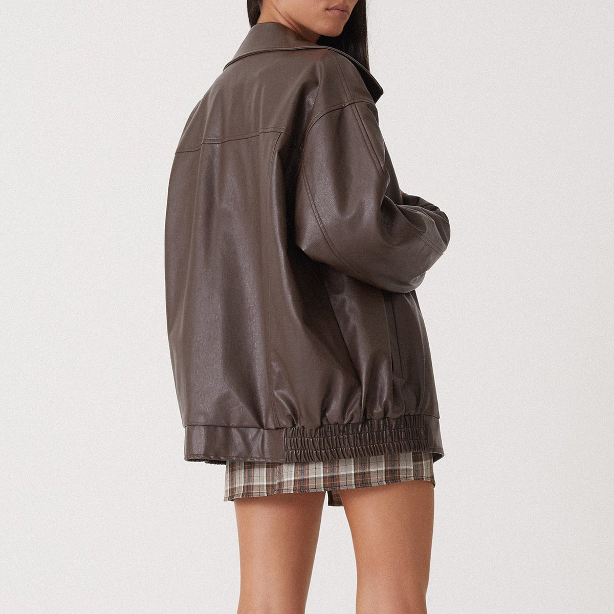 Women’s Oversized Faux Leather Bomber Jacket